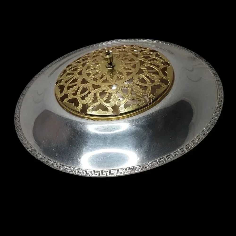 Vintage WMA Rogers Centerpiece Bowl With Gold Colored Lid